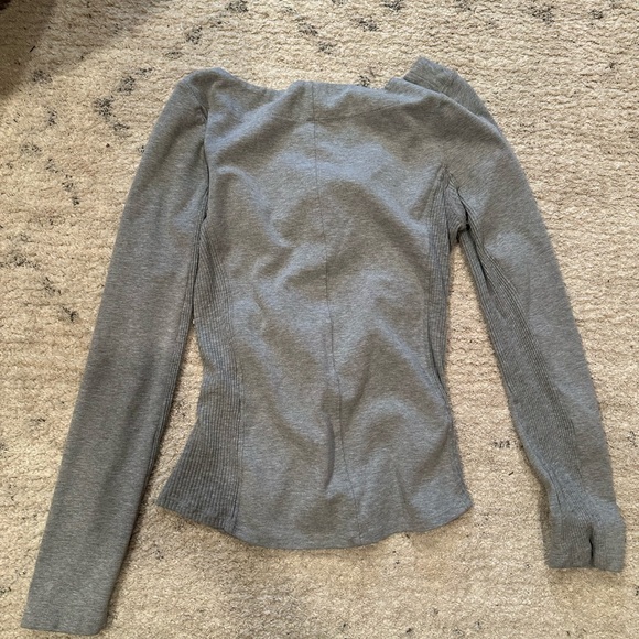 Free People Gray Lace-Up Women's Top - Picture 3 of 4